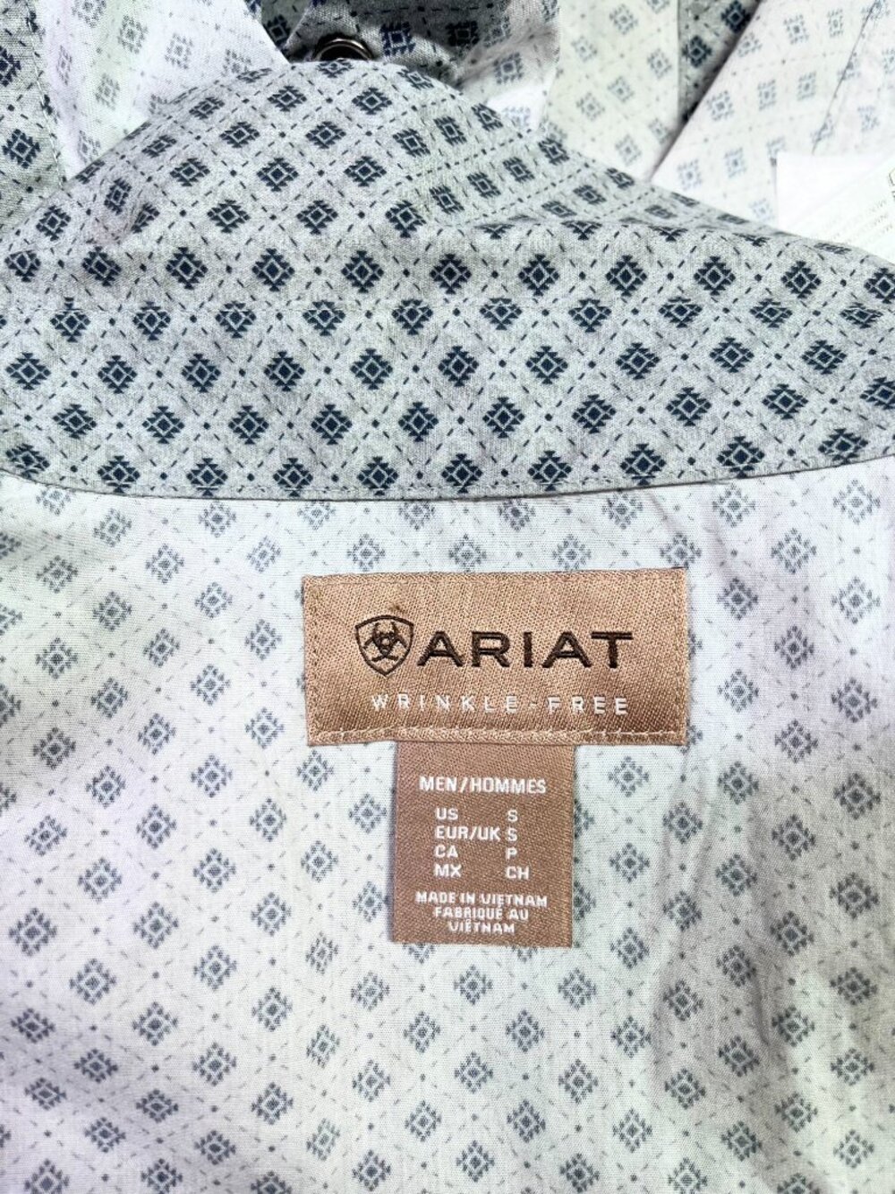 Ariat Men's S Wrinkle-Free Edward Western Shirt Snap Long Sleeve Grey Cotton - Picture 2 of 10